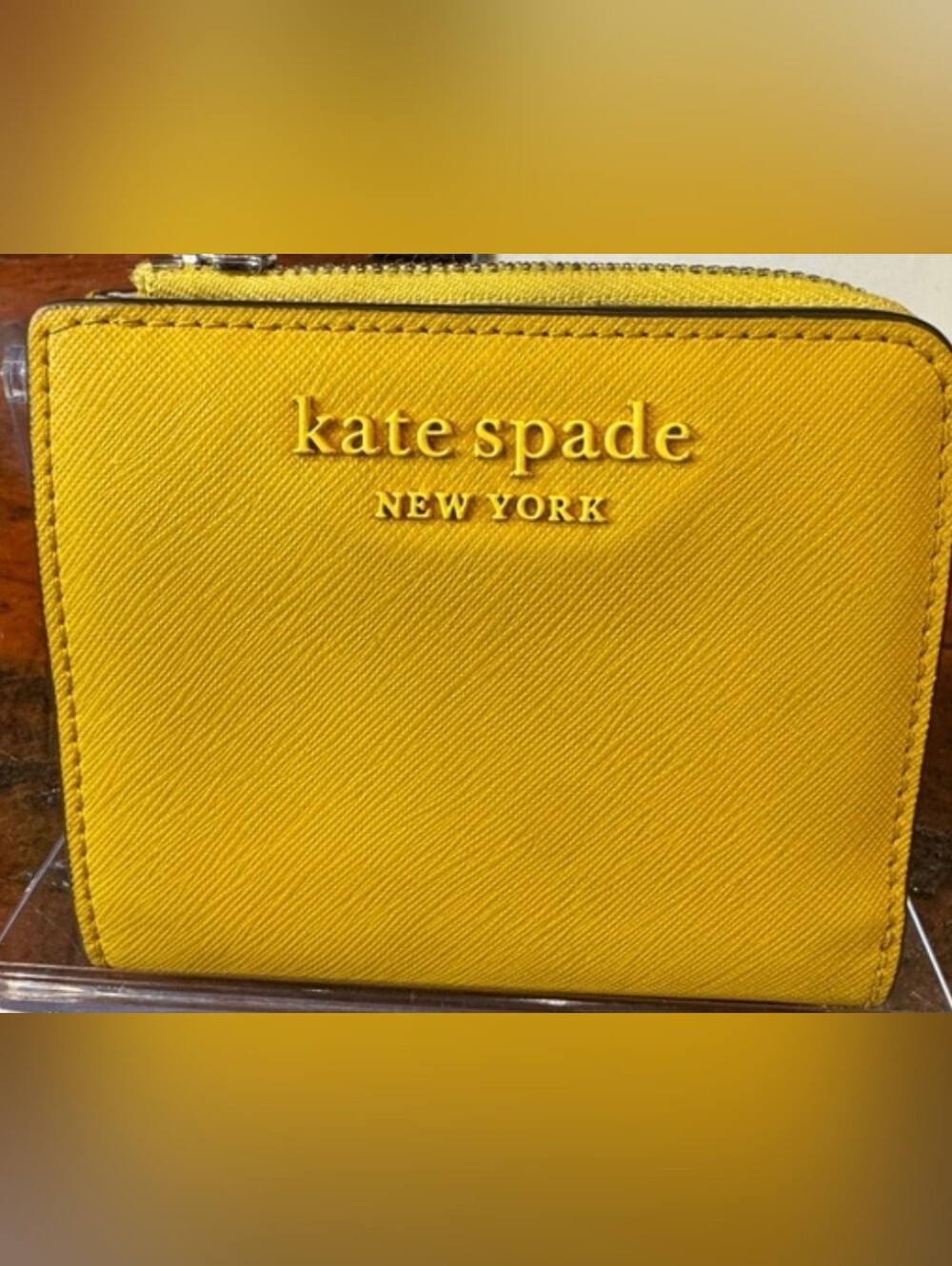 Kate Spade New York Yellow Zip Compact Wallet